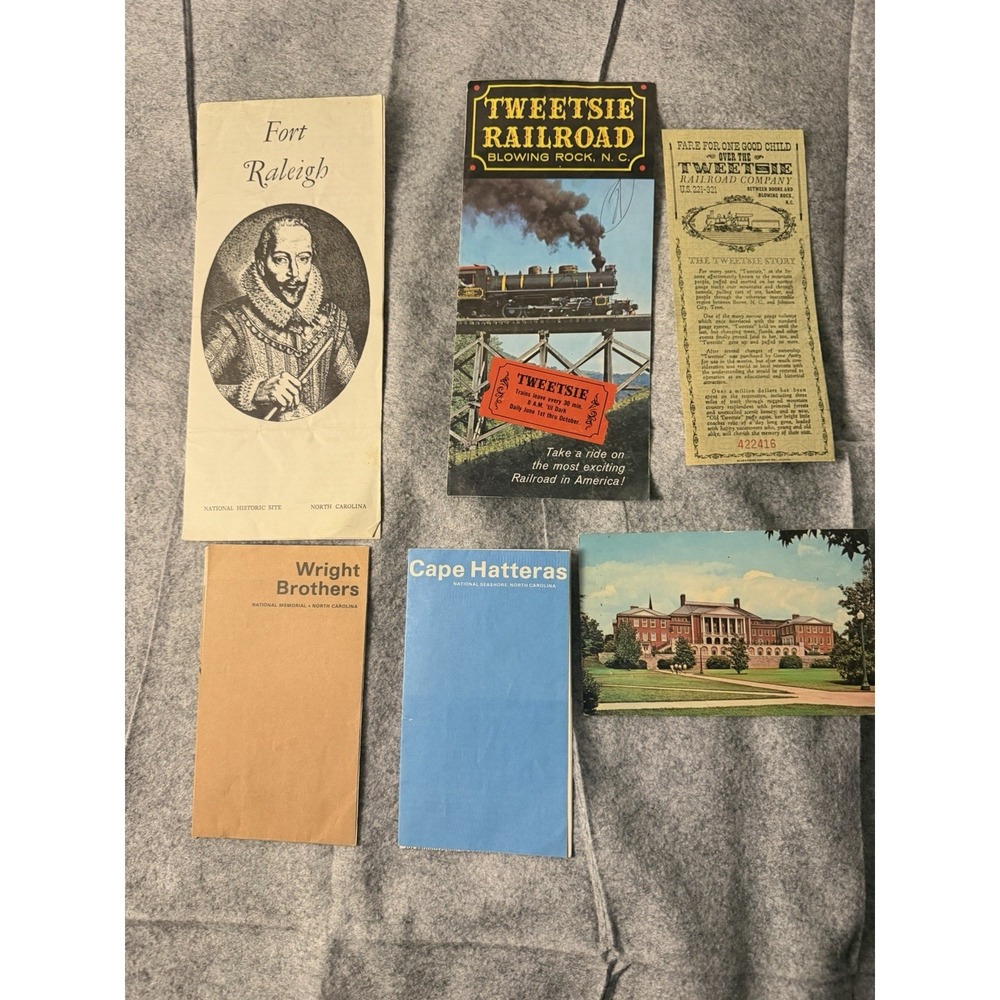 Vintage 60s-70s North‎ Carolina visitor booklets, memorabilia, postcard lot